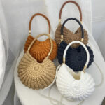 Fun handmade crochet ocean conch bag shell bag women's diagonal cross bag crochet bag - Image 2