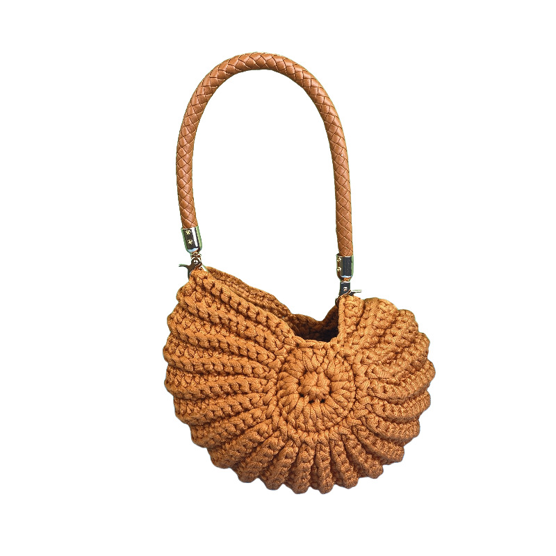 572406533 Fun handmade crochet ocean conch bag shell bag women's diagonal cross bag crochet bag - Image 1