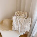 Floral Quilted Cotton Single Shoulder Large Bag with Large Capacity Mommy Bag and Book Bag - Image 2