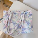 Floral Quilted Cotton Single Shoulder Large Bag with Large Capacity Mommy Bag and Book Bag - Image 7