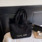 Corduroy shoulder bag large capacity student class bag women's solid color tote bag ﻿ - Image 6