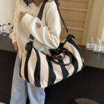 Fashionable Versatile Stripe Design Shoulder Handbag for Women, Unique Style - Image 2