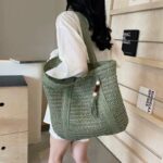 Large capacity commuting straw woven bag hand-held woven vacation style beach shoulder bag - Image 8