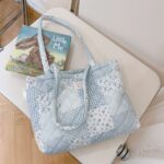 Floral Quilted Cotton Single Shoulder Large Bag with Large Capacity Mommy Bag and Book Bag - Image 9