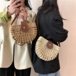 Straw woven bag women's beach bag crossbody shoulder bag armpit saddle bag - Image 2