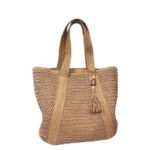 Large capacity commuting straw woven bag hand-held woven vacation style beach shoulder bag