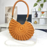 Fun handmade crochet ocean conch bag shell bag women's diagonal cross bag crochet bag - Image 6