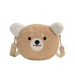 Cartoon plush small bag round embroidered teddy bear bag
