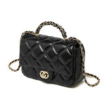 Metal chain diamond grid handbag