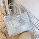 Floral Quilted Cotton Single Shoulder Large Bag with Large Capacity Mommy Bag and Book Bag - Image 5