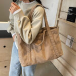 Crossbody Tote Bag in Corduroy, Large Capacity, Casual and Versatile, Shoulder Handbag for Fashionable Commuting - Image 2