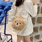 Cartoon plush small bag round embroidered teddy bear bag - Image 4